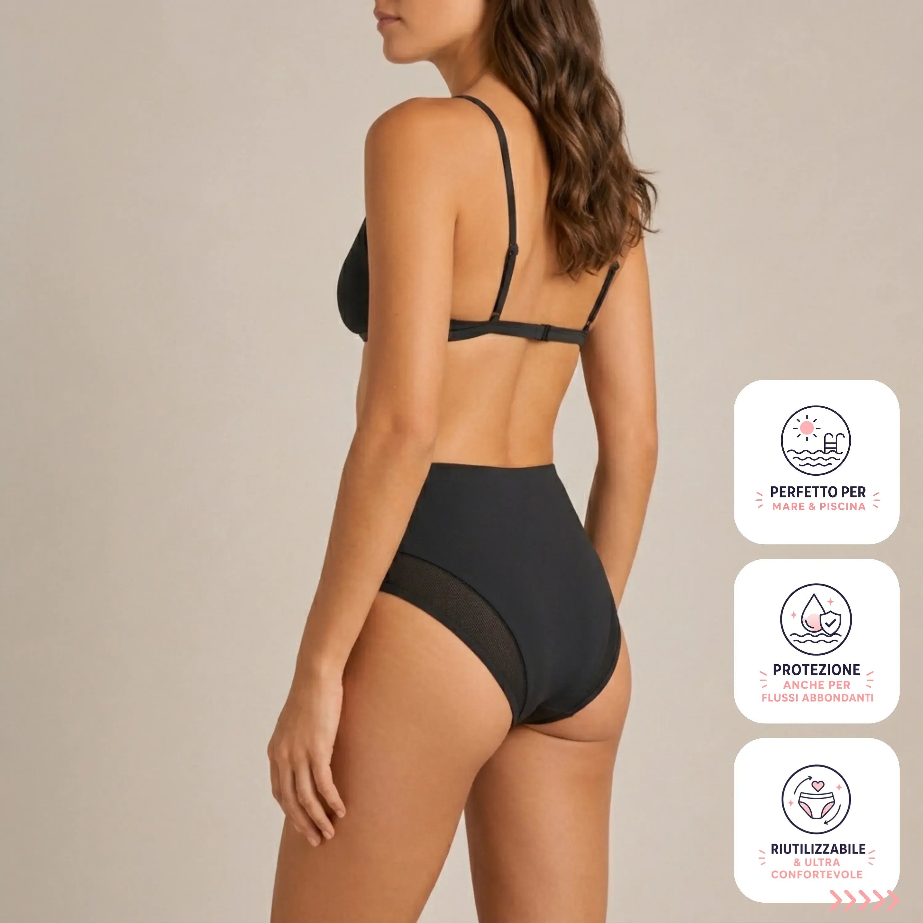 Costume da bagno Mestruale vita alta Ultra-Assorbente